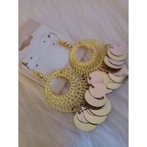 Gold Boho Dangle Earrings Women's Fashion Jewelry Modern Art Deco NWT